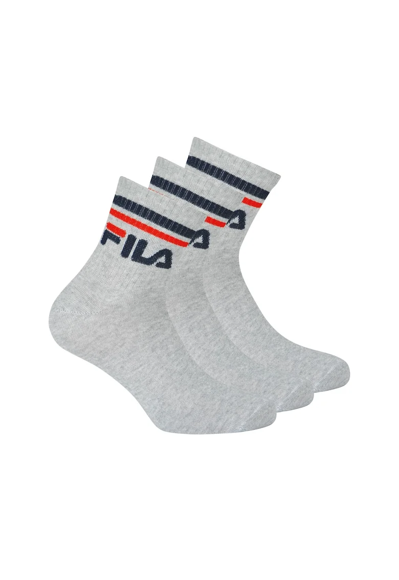Set de sosete scurte unisex cu logo - 3 perechi, Gri