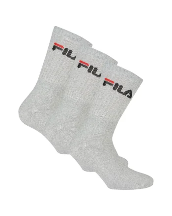 Set de sosete lungi unisex cu imprimeu logo - 3 perechi, Gri