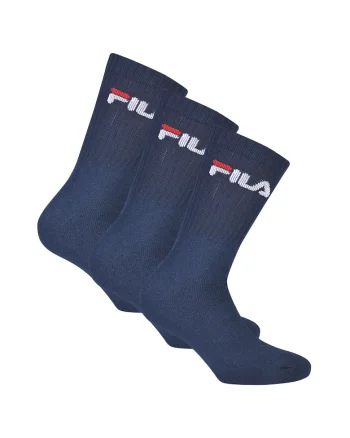 Set de sosete lungi unisex cu imprimeu logo - 3 perechi, Bleumarin
