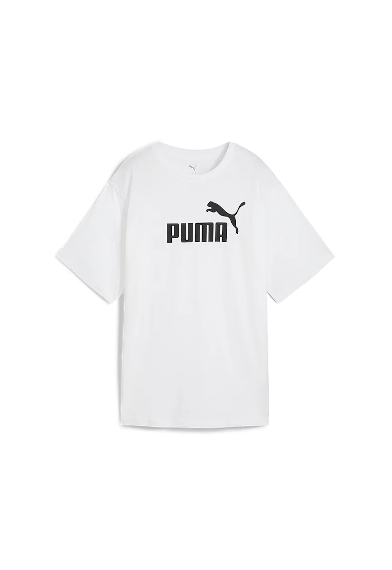 Tricou cu imprimeu logo si maneci cazute, Negru/Alb murdar