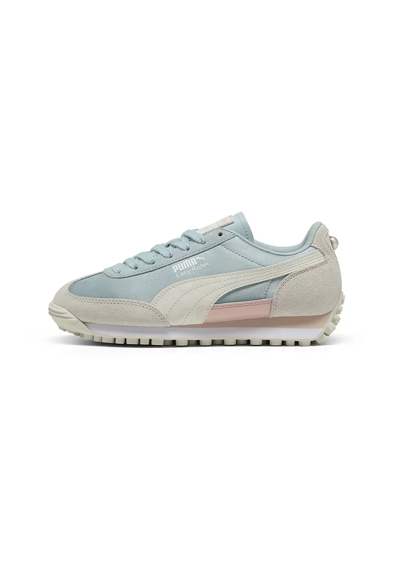 Pantofi sport cu detalii de piele intoarsa Easy Rider, Alb fildes/Piersica/Albastru deschis