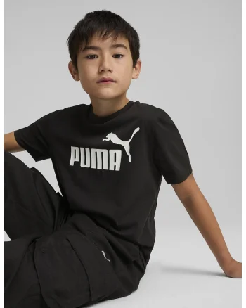 Tricou de bumbac cu decolteu la baza gatului si logo ESS No 1, Alb/Negru