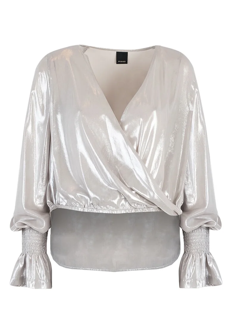 Bluza cu aspect metalizat si decolteu petrecut, Gri, 34