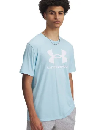 Tricou lejer cu imprimeu logo, Alb/Albastru deschis