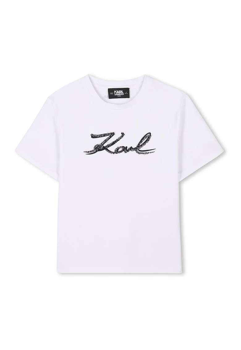 Tricou din amestec de modal cu imprimeu logo, Negru/Alb optic