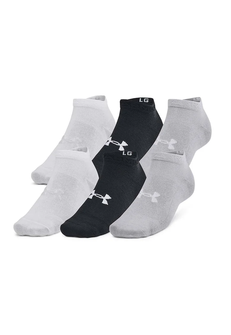 Set de sosete pana la glezna cu detaliu logo Essential - 6 perechi, Negru/Gri