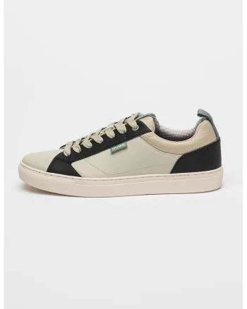 Pantofi sport din piele si piele ecologica Morrie, Negru/Verde pal/Crem