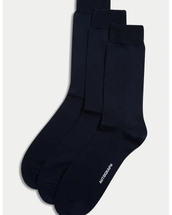 Set de sosete lungi din amestec de bumbac - 3 perechi, Albastru ultramarin