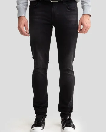 Blugi skinny  model Deric 950, negri, bumbac cu elastan, usoare abraziuni