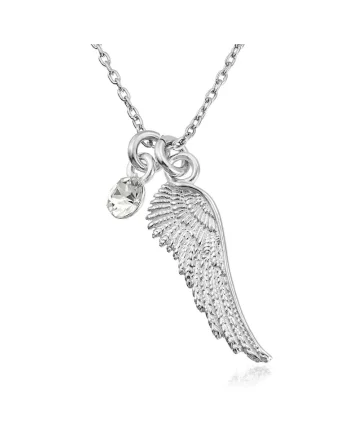 Colier Argint 925 placat cu rodiu cu Cristale Swarovski® Xirius 6mm Crystal Clear - Wing