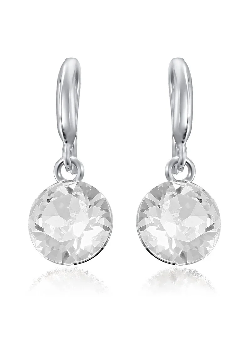 Cercei Argint 925 placat cu rodiu cu cristale Swarovski® Xirius 10mm Hook Crystal Clear