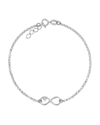 Bratara Argint 925 placat cu rodiu si charm Infinit cu Cristale Swarovski® Crystal Clear