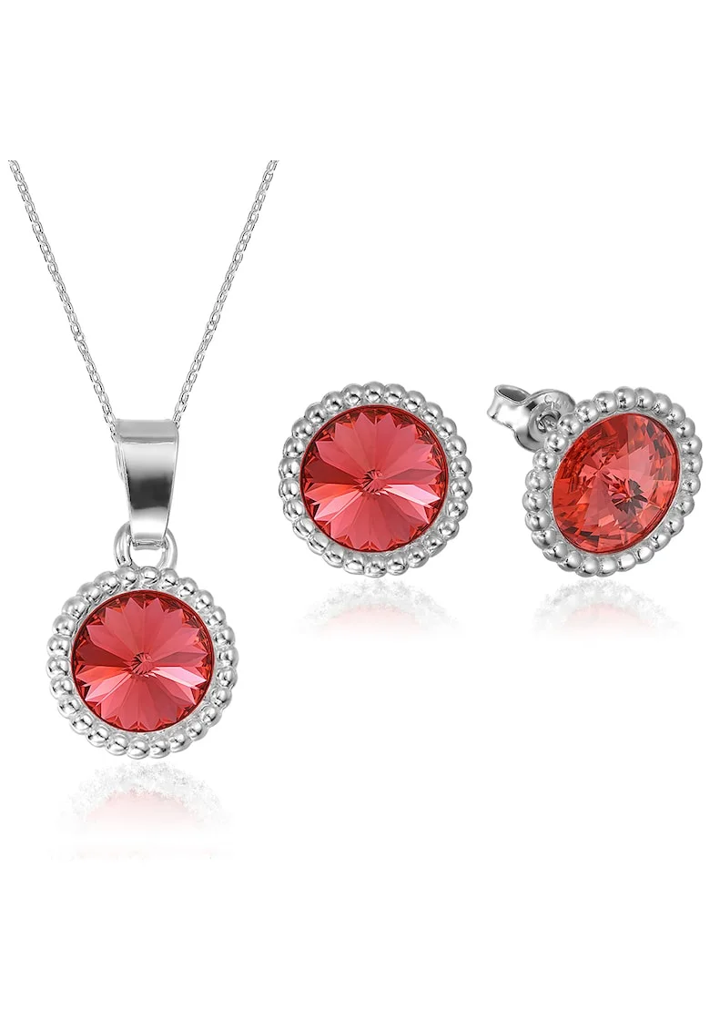 Set Argint 925 placat cu rodiu cu cristale Swarovski® Rivoli Crown 8mm, Portocaliu