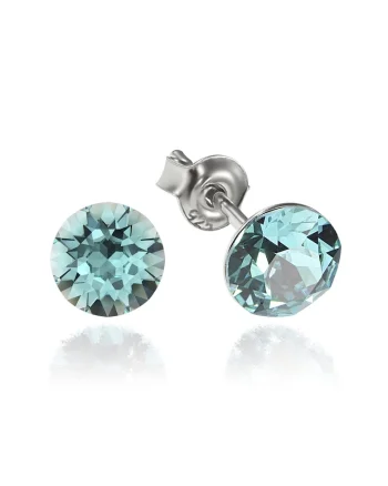 Cercei Argint 925 placat cu rodiu cu cristale Swarovski® Xirius 6mm, Turcoaz