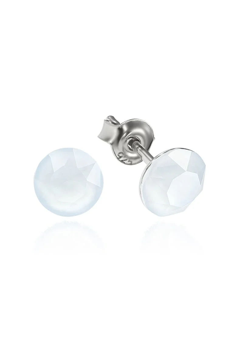 Cercei Argint 925 placat cu rodiu cu cristale Swarovski® Xirius 6mm, Albastru prafuit