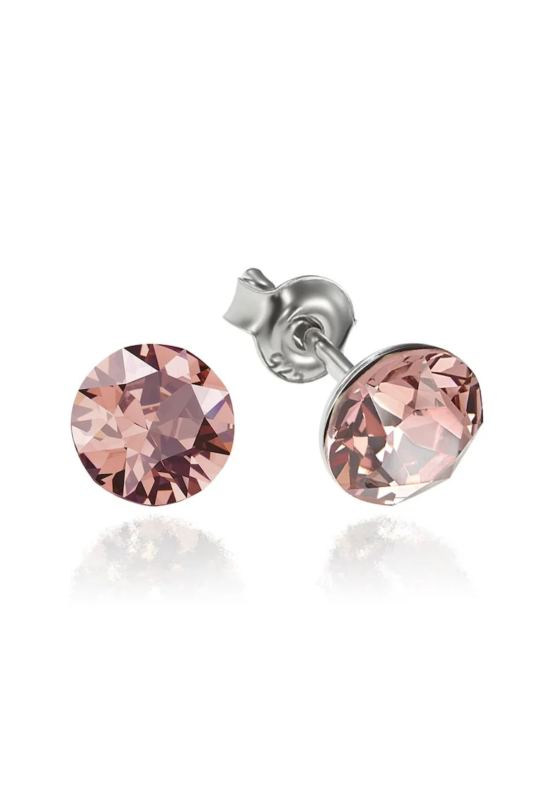 Cercei Argint 925 placat cu rodiu cu cristale Swarovski® Xirius 6mm, Roz champagne