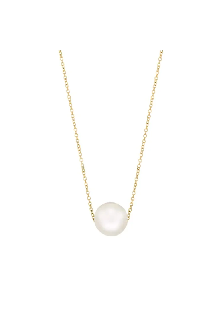 Colier Aur 585 -14K cu perla de cultura, lant 42 cm, Perla 10 mm