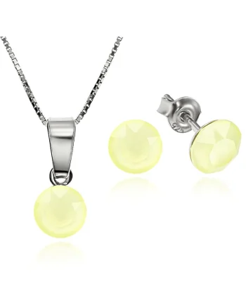 Set Argint 925 placat cu rodiu cu cristale Swarovski® Xirius 6mm Surub + Lant, Galben pal