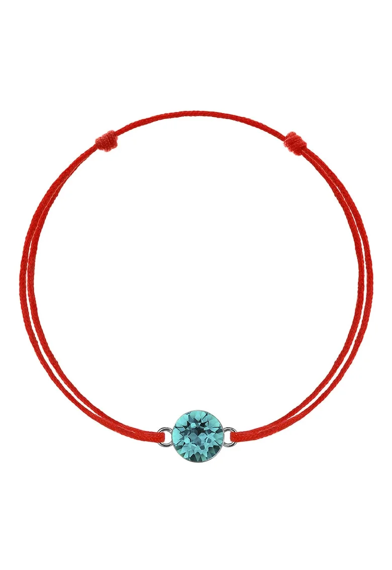Bratara Kabbalah cu pandantiv din Argint 925 placat cu rodiu si Cristal Swarovski® Xirius 6mm, Blue Zircon (turcoaz)