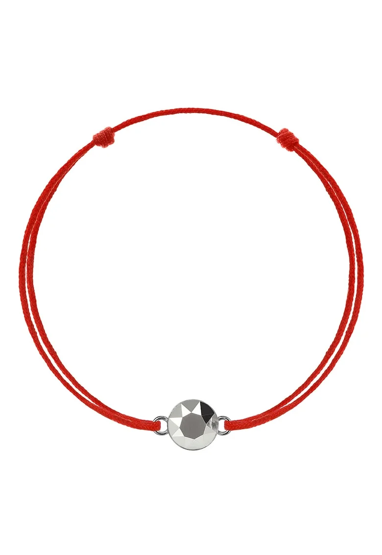 Bratara Kabbalah cu pandantiv din Argint 925 placat cu rodiu si Cristal Swarovski® Xirius 6mm, Argintiu
