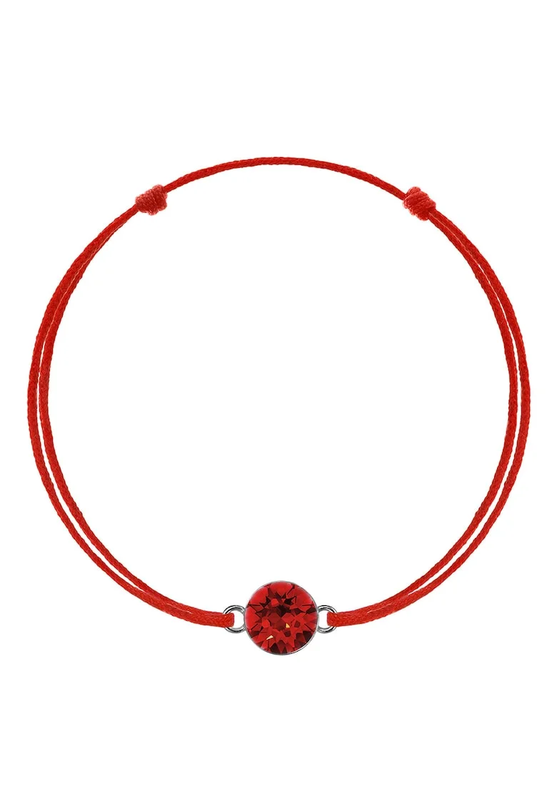 Bratara Kabbalah cu pandantiv din Argint 925 placat cu rodiu si Cristal Swarovski® Xirius 6mm, Rosu