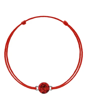 Bratara Kabbalah cu pandantiv din Argint 925 placat cu rodiu si Cristal Swarovski® Xirius 6mm, Rosu