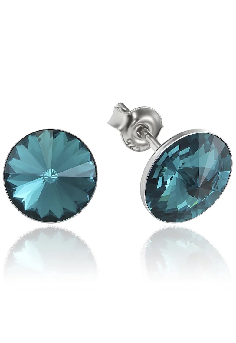 Cercei Argint 925 placat cu rodiu cu cristale Swarovski® Rivoli 8mm, Albastru