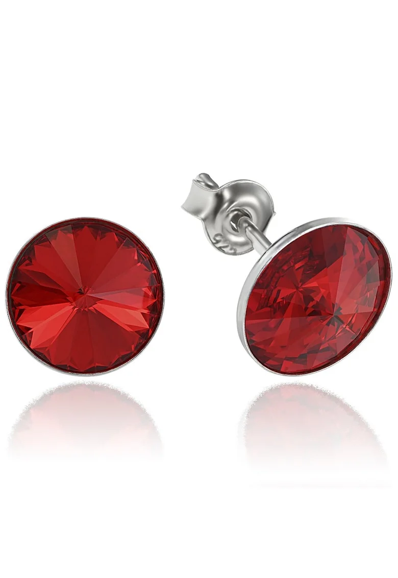 Cercei Argint 925 placat cu rodiu cu cristale Swarovski® Rivoli 8mm, Rosu