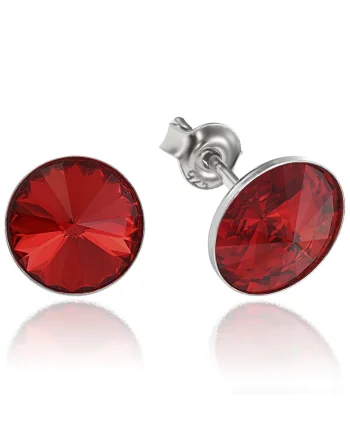 Cercei Argint 925 placat cu rodiu cu cristale Swarovski® Rivoli 8mm, Rosu