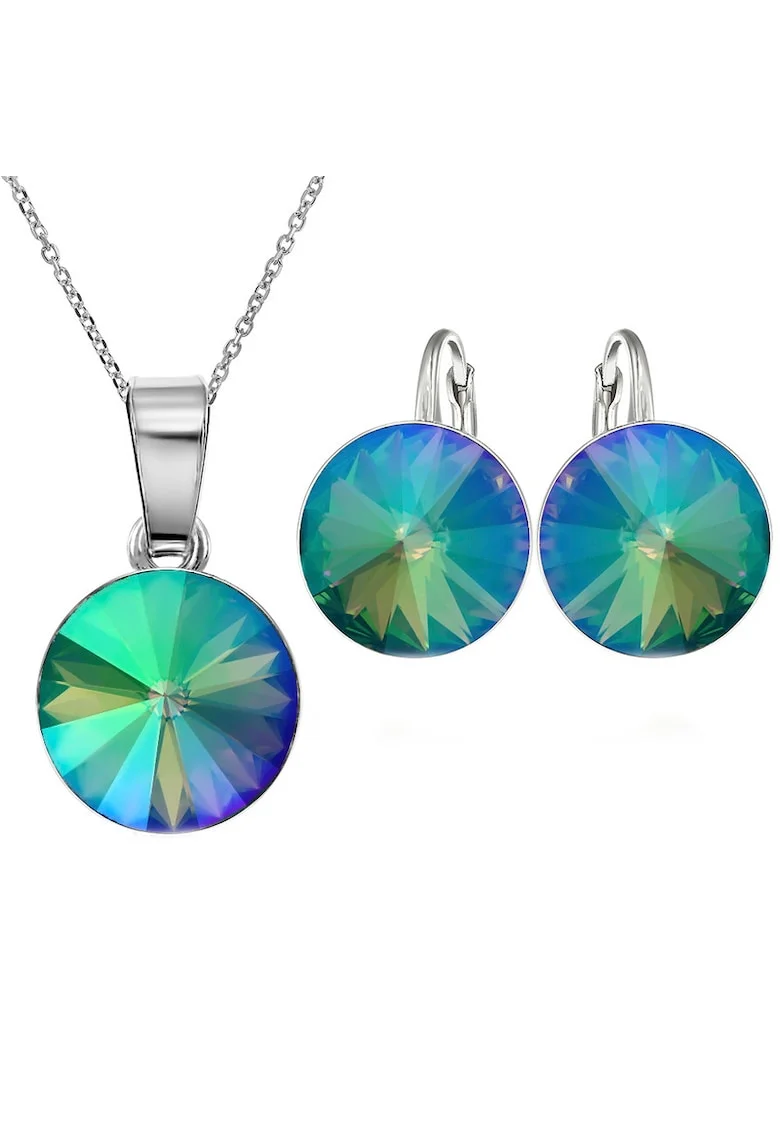 Set Argint 925 placat cu rodiu cu cristale Swarovski® Rivoli 10mm Leverback, Multicolor