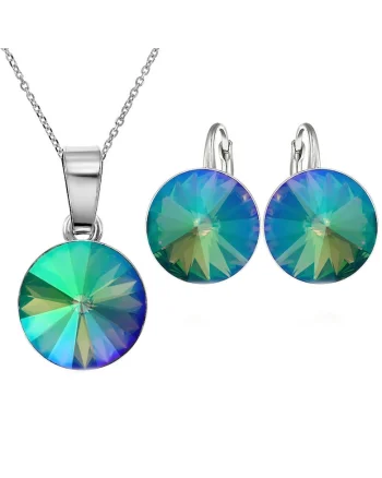 Set Argint 925 placat cu rodiu cu cristale Swarovski® Rivoli 10mm Leverback, Multicolor