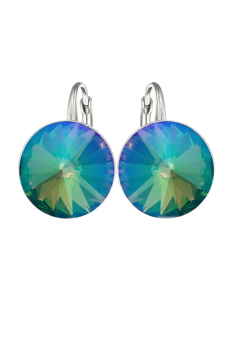 Cercei Argint 925 placat cu rodiu cu cristale Swarovski® Rivoli 10mm Leverback, Multicolor