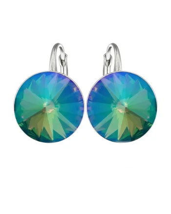 Cercei Argint 925 placat cu rodiu cu cristale Swarovski® Rivoli 10mm Leverback, Multicolor