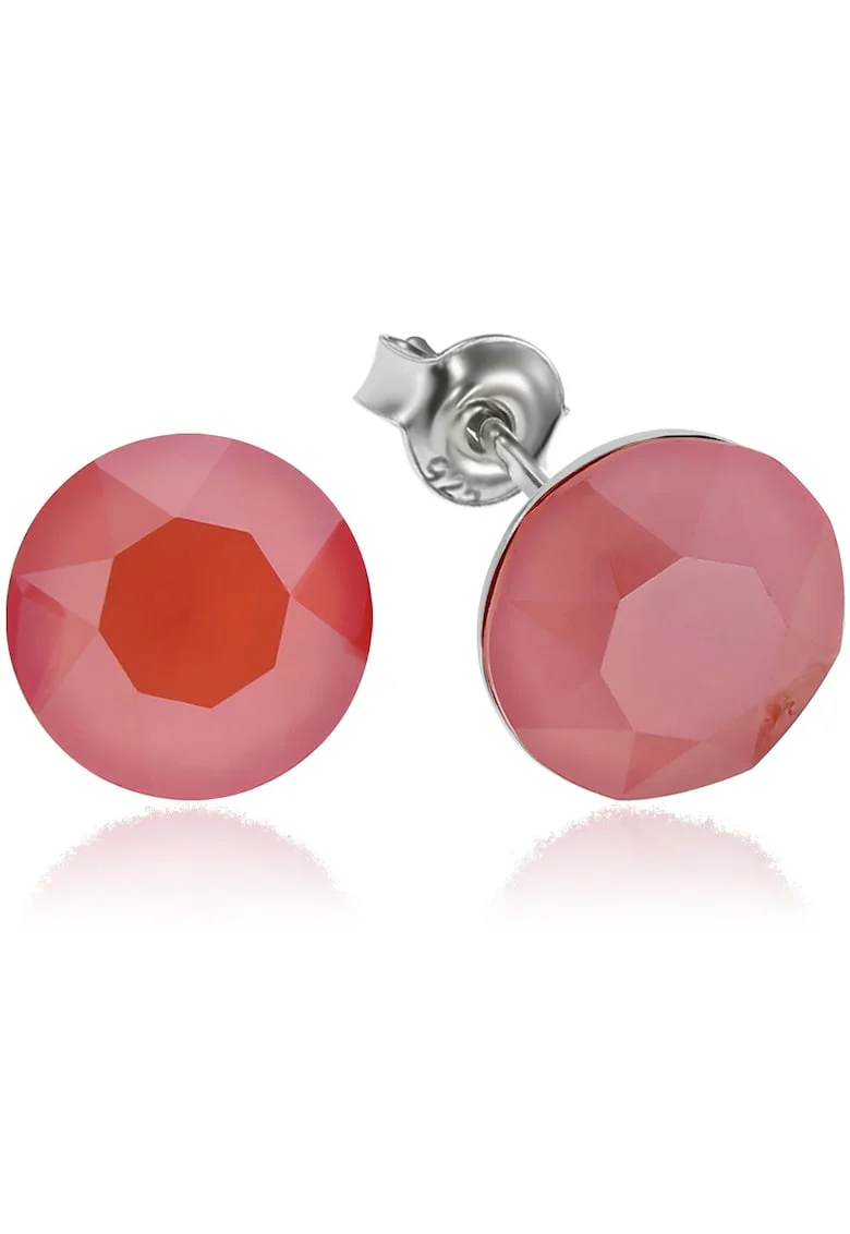 Cercei Argint 925 placat cu rodiu cu cristale Swarovski® Xirius 8mm, Coral