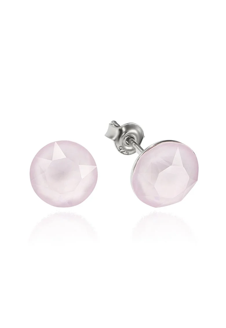 Cercei Argint 925 placat cu rodiu cu cristale Swarovski® Xirius 8mm, Roz pudrat