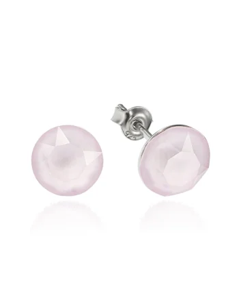 Cercei Argint 925 placat cu rodiu cu cristale Swarovski® Xirius 8mm, Roz pudrat