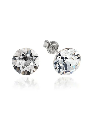 Cercei Argint 925 placat cu rodiu cu cristale Swarovski® Xirius 8mm, Alb