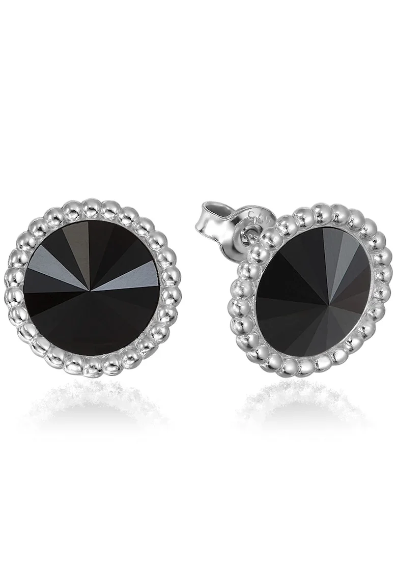 Cercei Argint 925 placat cu rodiu cu cristale Swarovski® Rivoli Crown 8mm Surub, Negru