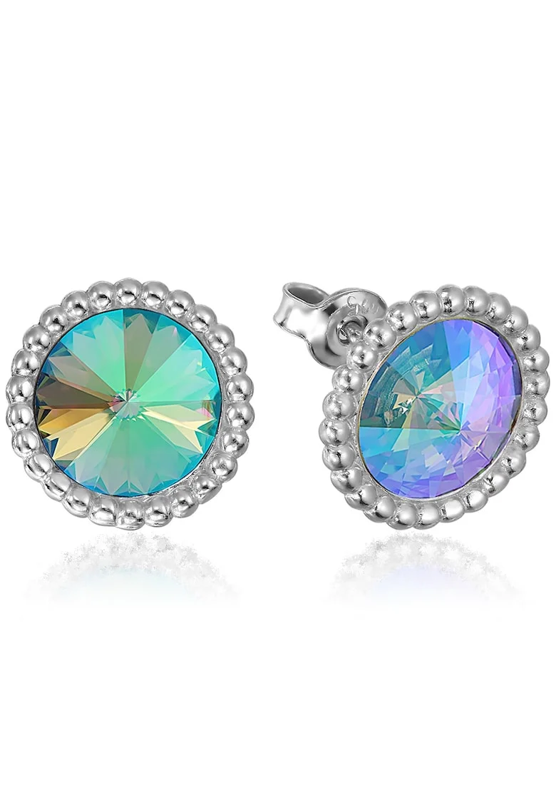 Cercei Argint 925 placat cu rodiu cu cristale Swarovski® Rivoli Crown 8mm Surub, Multicolor