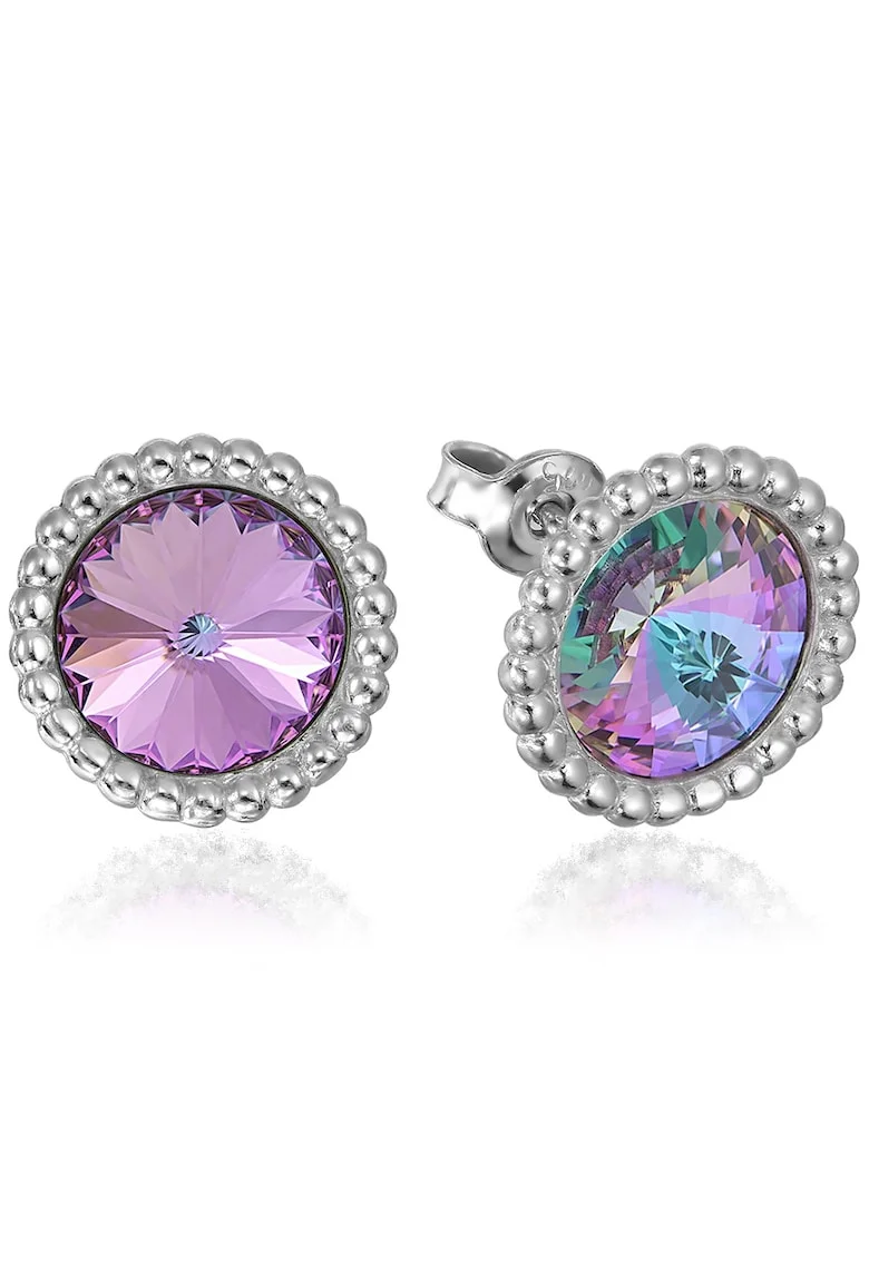Cercei Argint 925 placat cu rodiu cu cristale Swarovski® Rivoli Crown 8mm Surub, Violet
