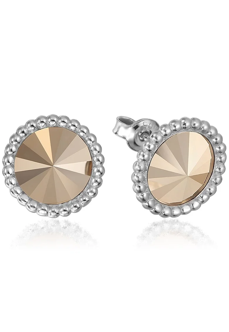 Cercei Argint 925 placat cu rodiu cu cristale Swarovski® Rivoli Crown 8mm Surub, Auriu