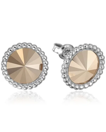 Cercei Argint 925 placat cu rodiu cu cristale Swarovski® Rivoli Crown 8mm Surub, Auriu