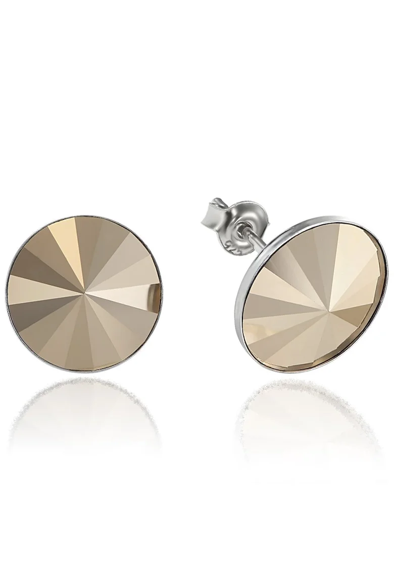 Cercei Argint 925 placat cu rodiu cu cristale Swarovski® Rivoli 12mm, Auriu