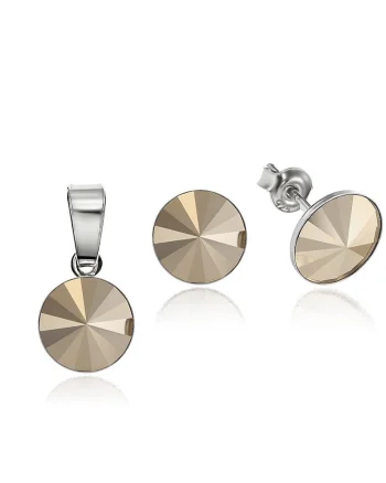 Set Argint 925 placat cu rodiu cu cristale Swarovski® Rivoli 8mm, Auriu