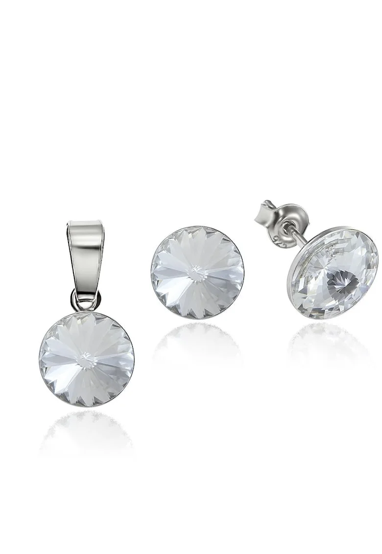 Set Argint 925 placat cu rodiu cu cristale Swarovski® Rivoli 8mm, Alb