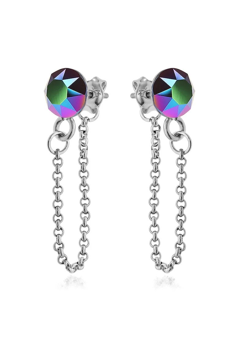 Cercei Argint 925 placat cu rodiu cu cristale Swarovski® Xirius Chain, Multicolor