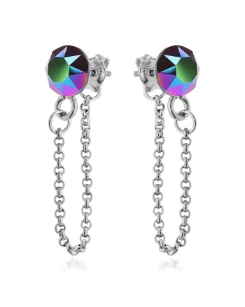 Cercei Argint 925 placat cu rodiu cu cristale Swarovski® Xirius Chain, Multicolor