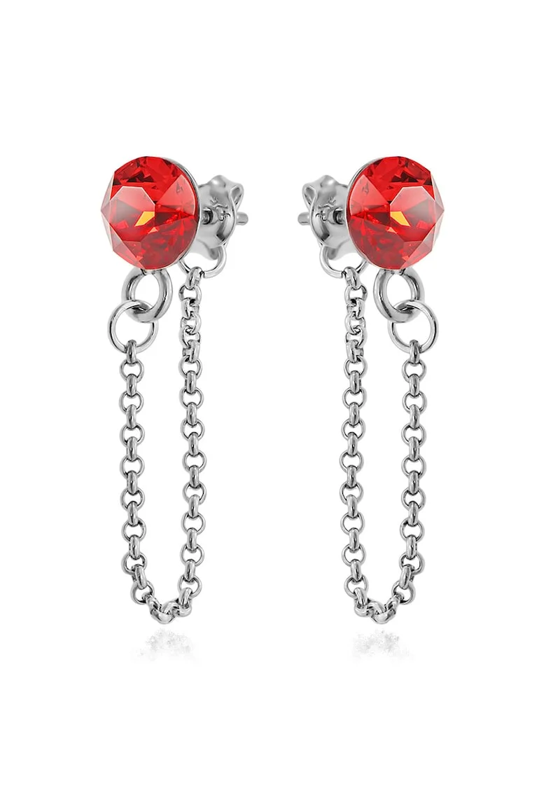 Cercei Argint 925 placat cu rodiu cu cristale Swarovski® Xirius Chain, Rosu