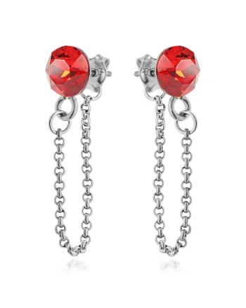 Cercei Argint 925 placat cu rodiu cu cristale Swarovski® Xirius Chain, Rosu