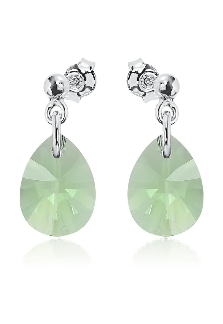 Cercei Argint 925 placat cu rodiu cu cristale Swarovski® Minipear 12mm Surub 2, Verde